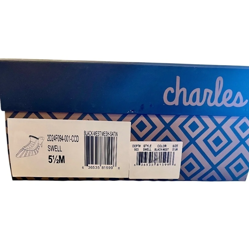 CHARLES BY CHARLES DAVID Womens Swell Embellished Strap Mesh Pumps Black 5.5 NWT